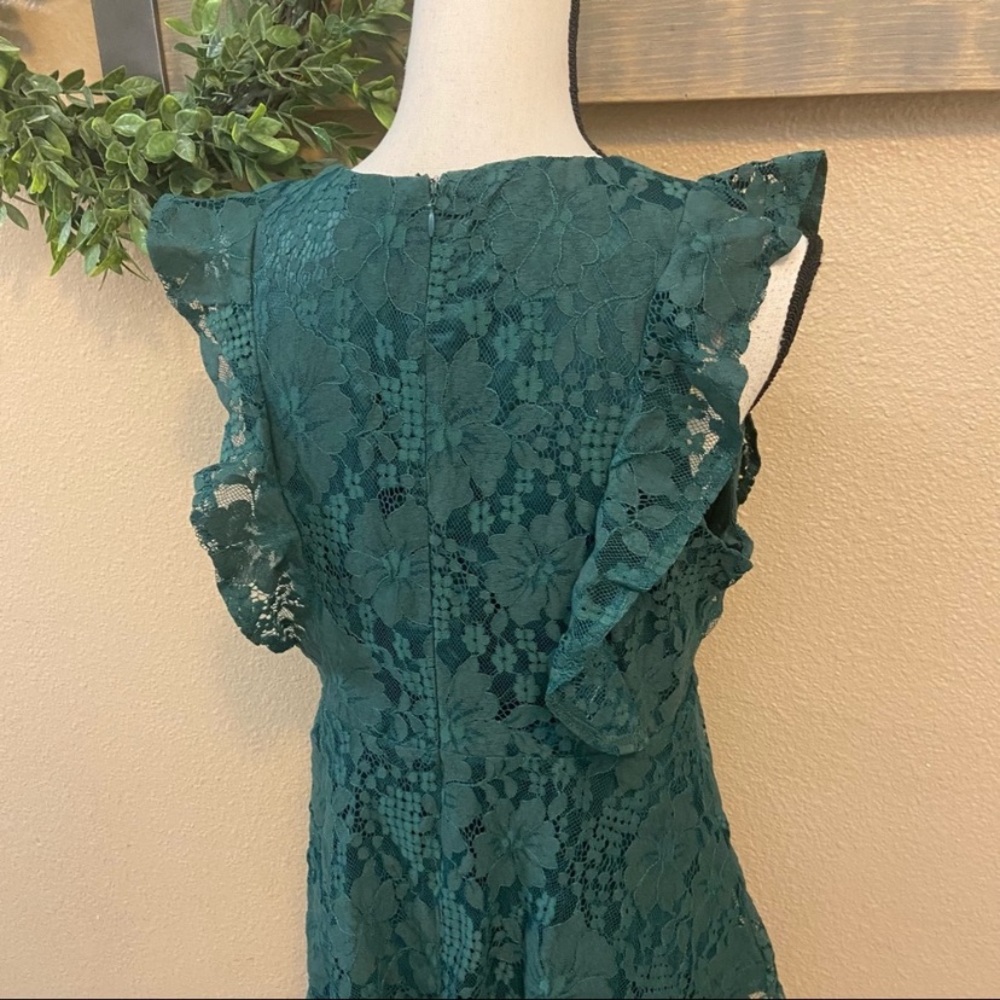 NWOT Lulus Molinetto Forest Green Lace Ruffled Tiered Sleeveless Maxi Dr… - Picture 4 of 10